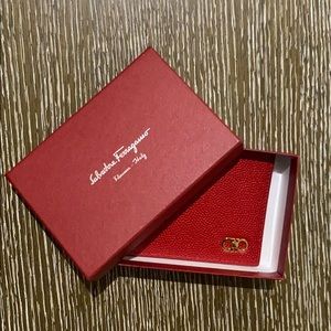 Salvatore Ferragamo Red Pebbled Bifold Wallet